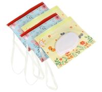 HOOTNEE Eva Wet Tissue Case with Lid Portable Wet Wipe Holder Refillable Travel Wipe Dispenser for Baby Diaper Bags Yellow Butterfly Flower Pattern 4pcs Pack