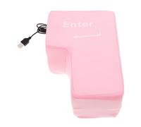 HOOTNEE Giant Enter Key USB Desk Pillow for Head Nap, Pink Plush Desktop Gadget for Office Stress Relief and Comfortable Rest