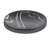 HOOTNEE Glass Soap Dish with Marble Design Resin Soap Holder Nordic Style Black Marble Pattern in Bathroom or Kitchen