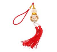 HOOTNEE Gourd Shape Car Mirror Hanger with Double Tassels Red Rearview Mirror Charm Automotive Interior Decoration Lucky Pendant for Vehicle Accessories