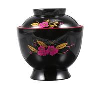 HOOTNEE Japanese Style Miso Soup Bowl Rice Bowl with Elegant Black Design, Practical for Serving Snacks and Salad, for Everyday Use and Parties
