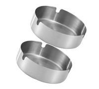 HOOTNEE Metal Ashtrays for Cigarettes Small Portable Stainless Steel Ashtray Set Thick 8cm Round Car and Indoor Use 2pcs for Home Hotel Bar Travel