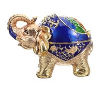 HOOTNEE Metal Elephant Shape Ashtray Large Creative Cigarette Butt Container Gold Blue Color Decorative Office and Home Use