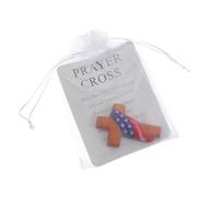 HOOTNEE Mini Wooden Christian Cross with Pouch and Blessing Card Portable Palm-sized Prayer Cross for Men Women for Easter Basket Baptism Usa Patriotic Design