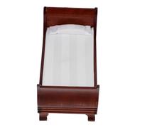 HOOTNEE Mini Wooden Doll Bed Model for Doll House Decor Realistic Vintage Style Tiny Bedroom Furniture Miniature Bed for Dollhouse Scene Layout Reusable and Detailed Craftsmanship