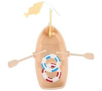 HOOTNEE Miniature Dollhouse Beach Lifebuoy and Boat Set, Micro Summer Beach Style Ornament with Mini Paddles, Pretend Play for Dollhouse Scene Decoration