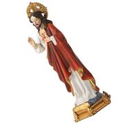 HOOTNEE Miniature Jesus Sculpture Resin Religious Desktop God Statue Red Classic Design Lightweight Not Easy to Break Decoration for Table