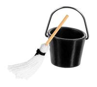 HOOTNEE Miniature Mop Model and Small Bucket Toy Set for Children, 6.2cm Mini House Cleaning Tool, Dollhouse Accessory for Boys and Girls’ Play and Mini Scene Decor, 2pcs