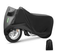 HOOTNEE Motorcycle Cover Full Motorcycle Covers Black Silk Polyester Fabric Reflective Strips Easy to Use Outdoor Protection for Snowy Days and Sunny Days