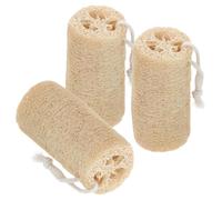 HOOTNEE Natural Loofah Sponge Bath Scrubber 3Pcs with Rope, 12.5Cm X 6-7Cm, Exfoliating Body Scrubber for Shower and Bath, Eco-Friendly Bathing Accessories for Men and Women