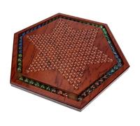 HOOTNEE Natural Wood Chinese Checkers Board Game for Lightweight Portable Design with Glass Beads Impact-resistant Educational for Family Parties and Strategic Play