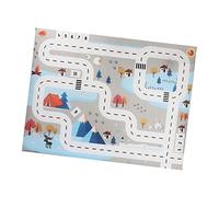HOOTNEE Nordic White Blue Interlocking Floor Mat Mat with Traffic Road Design for Boy Girl Multipurpose Crawling Rug and Portable Educational Game Carpet