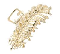 HOOTNEE Pearl Hair Claw Clip Women Claw Clamps Elegant Hollow Leaf Design Zinc Alloy Material with Pearl Decors Practical and Sturdy Not Easy to Deform for Travel and Dance Parties