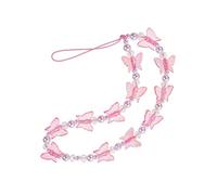 HOOTNEE Phone Decorative Pearl Chain Lanyard Butterfly Crystal Phone Charm Strap for Smartphones Compatible with Various Devices Prevents Loss and Falling for Women