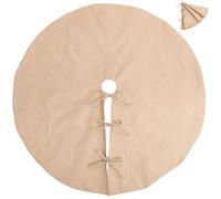 HOOTNEE Plain Tree Skirt Made of Linen Fabric a Christmas Tree Skirt Floor Base Protector that Beautifully Protects the Floor and Presents