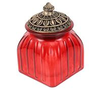 HOOTNEE Premium Glass Storage Jar with Sealed Resin Lid Multipurpose Airtight Tea Canister for Home Kitchen Red European Baroque Nordic Style Container for Dry Food Preservation