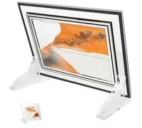 HOOTNEE Quicksand Decor Flowing Sand Art Picture Black White Orange Glass Desktop Landscape Painting Scratch-Resistant Moving Sand for Home Office Decoration