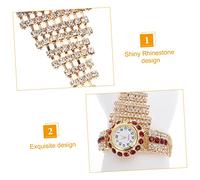 HOOTNEE Rhinestone Bracelet Watch for Women Stylish Lady Bangle with Ring Design Lightweight and Portable Fashion Accessory for Parties and Banquets Elegant Pomegranate Red Color