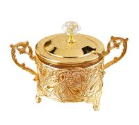 HOOTNEE Seasoning Jar Convenient to Use Glass and Iron Large Capacity Sugar Pot Spice Storage Holder with Lid and Spoon Creative Design and Condiment Container for Kitchen and Homes