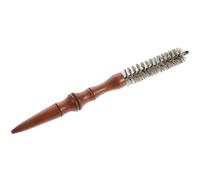 HOOTNEE Small Brush Wooden round Brush with Brown Bristles and Stainless Steel Barrel Portable Size Gentle on Hair for Professional Styling and Curling Short Hair