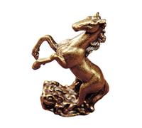 HOOTNEE Solid Brass Horse Statue Cloud Pattern Feng Shui Standing Horse Figurine for Home and Office Decor for Luck and Success Desktop Ornament
