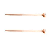 HOOTNEE Stainless Steel Ballpoint Pens Rose Gold Heart Shaped Creative Signature Pens for Students and Office Use 2pcs