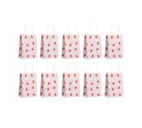 HOOTNEE Strawberry Paper Bags 15pcs Pink Paper Bags with Handle Large Capacity 15X21X8Cm for Store Takeout