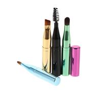 HOOTNEE Travel Makeup Brush Set for Women 4in1 Multifunctional Nylon Brushes Portable Eye Shadow Lip Easy to Carry for Travel and On-the-go Touchups