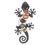 HOOTNEE Unique Metal Lizard Wall Art Indoor Outdoor Hanging Decoration for Home Garden and Patio Creative Gecko Sculpture with Hook for Easy Installation
