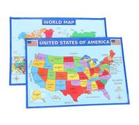 HOOTNEE USA Geography and World Map Posters 2 Pack for Teens Room and Classroom Learning with UV Paper 20X14 Inches