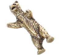 HOOTNEE Vintage Brass Bear Statue Miniature Figurine with Fine Craftsmanship Indoor Desktop Decor Sturdy Solid Brass Animal Sculpture for Office Home Cabinet Display