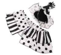 HOOTNEE Vintage Clown Costume Set with Cone Hat, Bowtie and Cape | Polyester, Black Polka Dot Finish, Easy to Wear for Halloween Cosplay and School Shows