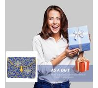 HOOTNEE Vintage Ethnic Style Brocade Embroidery Music Books Storage Bag with Auspicious Button Design Compact and Buddhist Scriptures Pouch for Travel Camping and Party Use