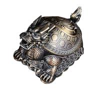 HOOTNEE Vintage Metal Turtle Ashtray with Windproof Lid, Portable Household Ash Tray Ornament, Generous Capacity Dragon Turtle Design for Indoor or Outdoor Use