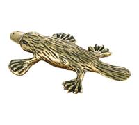 HOOTNEE Vintage Solid Brass Aquatic Mammal Statue Retro Antique-Style Brass Animal Figurine Desktop Ornament Home Tabletop Decor Collectible Craft Sculpture for Indoor Display