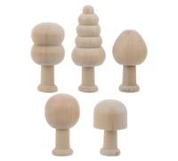 HOOTNEE Wooden Mushroom and Tree Figurines Set 5pcs for DIY Painting and Graffiti Crafts, Decorative Beige Wood Ornaments for Display on Desks Or Shelves, Fun and Engaging Activity