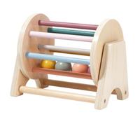 HOOTNEE Wooden Textile Drum for Early Educational with Color Learning and Fine Motor Skills Development Montessori Sensory Rolling Drum for Sturdy Wood Material Safe for Boy Girl