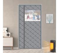 HooTown Magnetic Thermal Insulated Door Curtain Fits Door Size 28" x 82", Sideway Open with Window Durable Waterproof Cloth and Thicken Cotton, Winter Door Cover, Weatherproof, Reduce Noise, Gray