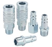 HOOTSUM 1/2" Air Hose Fittings Set, High Flow 2PCS I/M Industrial Coupler & Plugs with 1/2" NPT, 5PCS Steel Air Compressor Accessories Quick Connect Fittings 300PSI