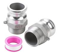 HOOTSUM Aluminum Cam and Groove Hose Fittings Global Type F 1.5" Plug x 1.5" NPT Male 2PCS Camlock Coupling connector with Seal Tape