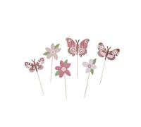 Hootyballoo 12 Pack Flower & Butterfly Food Picks Cake Topper Partyware HBLP107