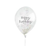 Hootyballoo 5 Pack Iridescent Happy Birthday 12" Confetti Balloons Partyware HBMM1120