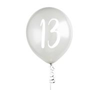 Hootyballoo 5 Pack Silver Number '13' Balloons Birthday Partyware HBMM307
