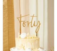 Hootyballoo Gold 'Forty' Acrylic Cake Topper