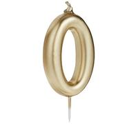 Hootyballoo Metallic Gold Number 0 Birthday Cake Candle