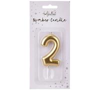 Hootyballoo Metallic Gold Number 2 Birthday Cake Candle