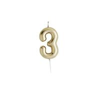 Hootyballoo Metallic Gold Number 3 Birthday Cake Candle