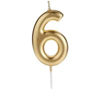 Hootyballoo Metallic Gold Number 6 Birthday Cake Candle