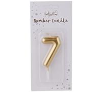 Hootyballoo Metallic Gold Number 7 Birthday Cake Candle