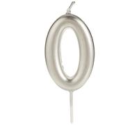 Hootyballoo Metallic Silver Number 0 Birthday Cake Candle